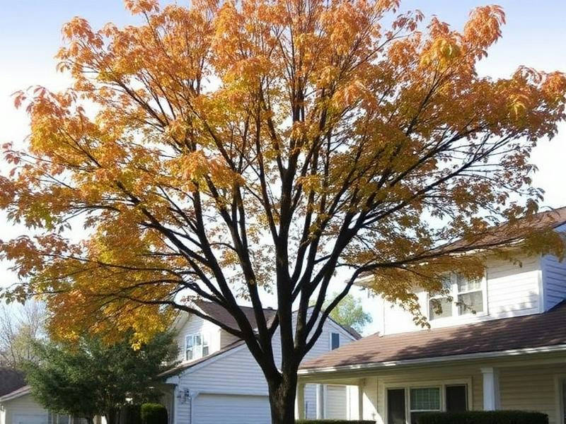Large oak tree with autumn leaves over a house — tree-removal in Edmond, OK by Arbor Image Tree Care